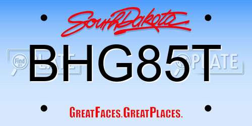 BHG85T South Dakota License Plate