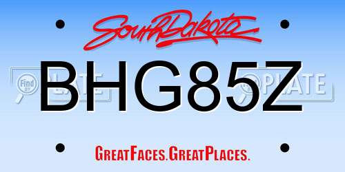 BHG85Z South Dakota License Plate