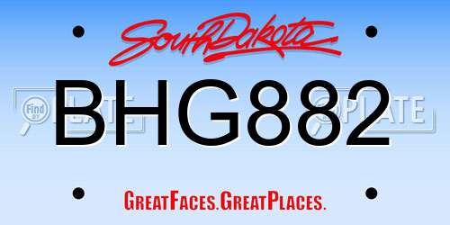 BHG882 South Dakota License Plate