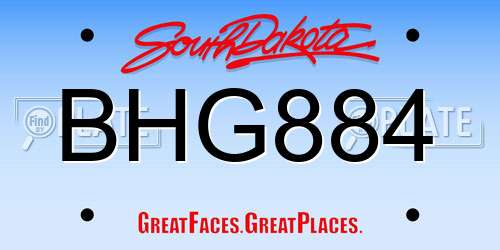 BHG884 South Dakota License Plate