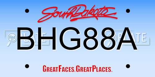 BHG88A South Dakota License Plate