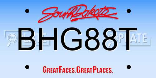 BHG88T South Dakota License Plate
