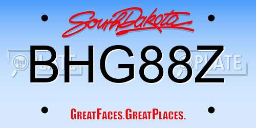 BHG88Z South Dakota License Plate