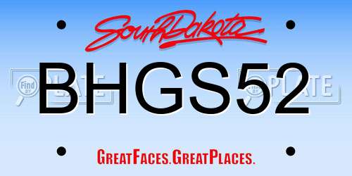 BHGS52 South Dakota License Plate