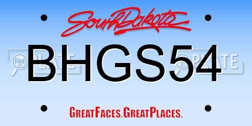 BHGS54 South Dakota License Plate