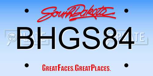 BHGS84 South Dakota License Plate