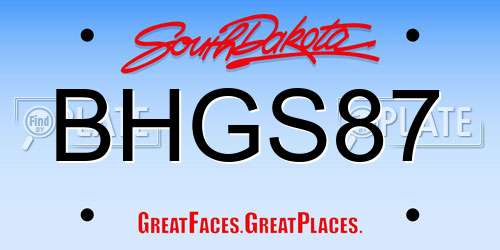 BHGS87 South Dakota License Plate