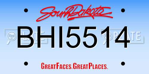 BHI5514 South Dakota License Plate