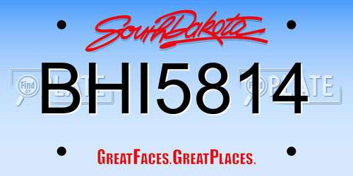 BHI5814 South Dakota License Plate