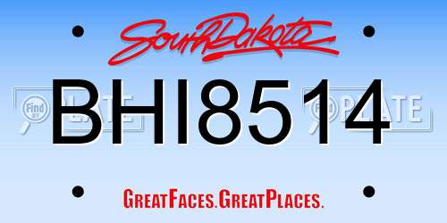 BHI8514 South Dakota License Plate