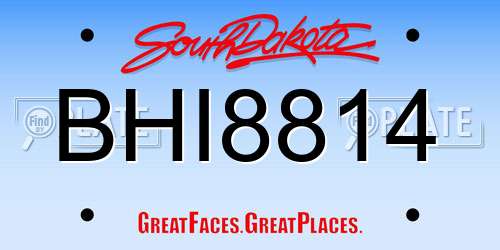 BHI8814 South Dakota License Plate