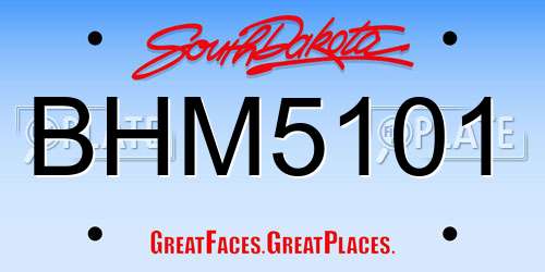 BHM5101 South Dakota License Plate