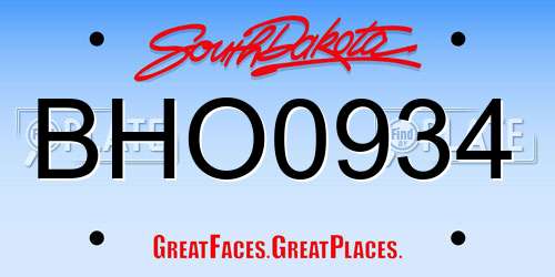 BHO0934 South Dakota License Plate