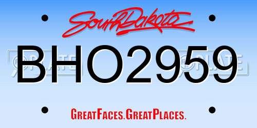 BHO2959 South Dakota License Plate