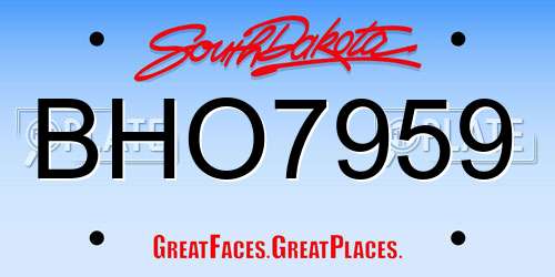 BHO7959 South Dakota License Plate