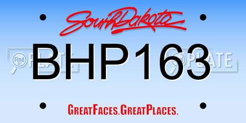 BHP163 South Dakota License Plate