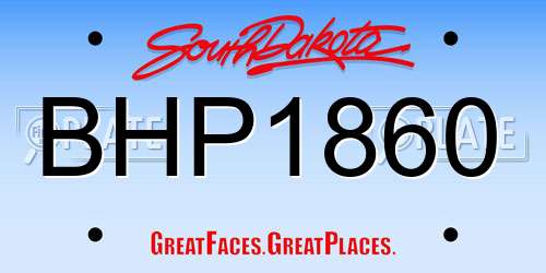BHP1860 South Dakota License Plate