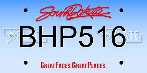 BHP516 South Dakota License Plate