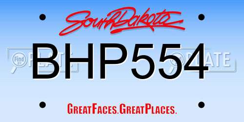 BHP554 South Dakota License Plate
