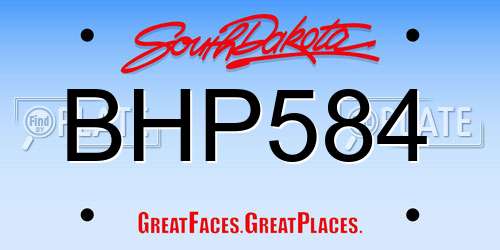 BHP584 South Dakota License Plate