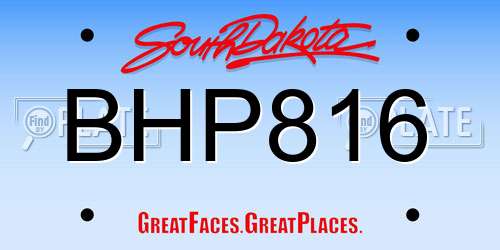 BHP816 South Dakota License Plate