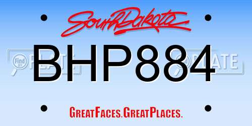BHP884 South Dakota License Plate