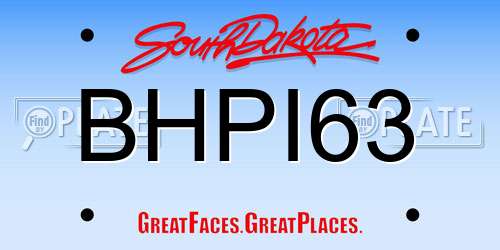 BHPI63 South Dakota License Plate