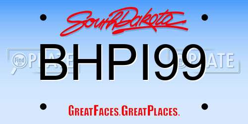BHPI99 South Dakota License Plate