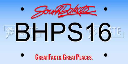 BHPS16 South Dakota License Plate