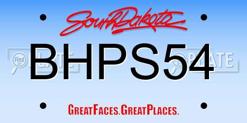 BHPS54 South Dakota License Plate