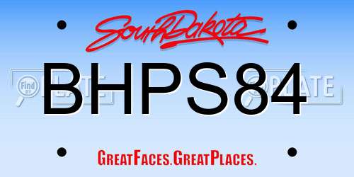 BHPS84 South Dakota License Plate