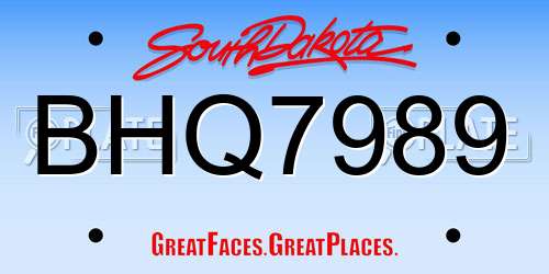 BHQ7989 South Dakota License Plate