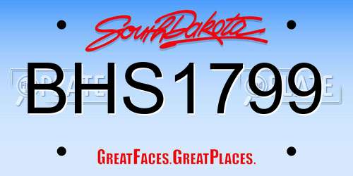 BHS1799 South Dakota License Plate