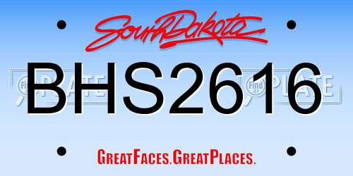 BHS2616 South Dakota License Plate