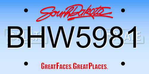 BHW5981 South Dakota License Plate