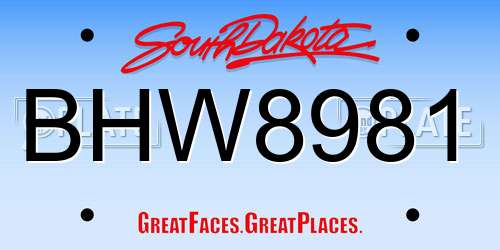 BHW8981 South Dakota License Plate
