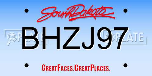 BHZJ97 South Dakota License Plate