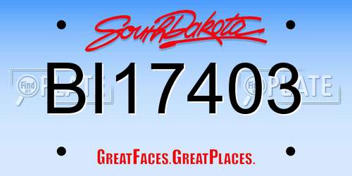 BI17403 South Dakota License Plate