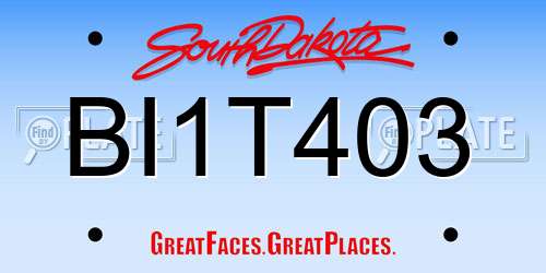 BI1T403 South Dakota License Plate
