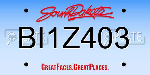 BI1Z403 South Dakota License Plate