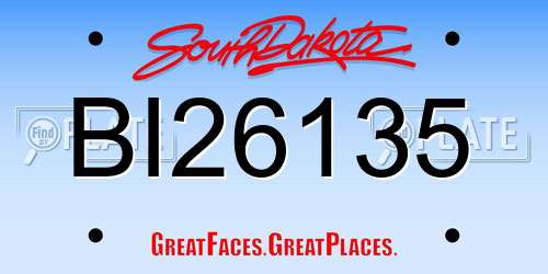BI26135 South Dakota License Plate