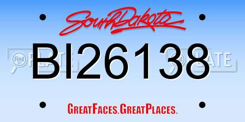 BI26138 South Dakota License Plate