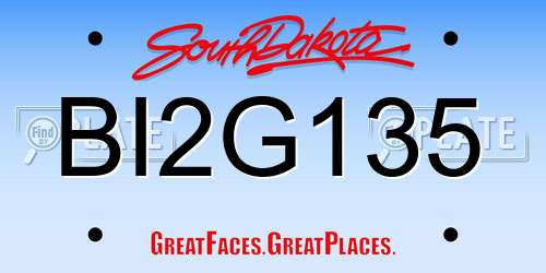 BI2G135 South Dakota License Plate