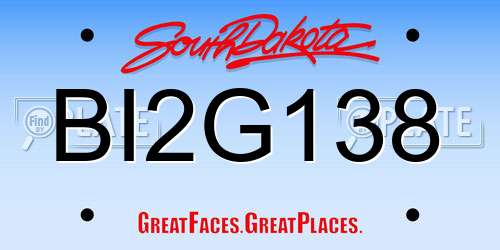 BI2G138 South Dakota License Plate