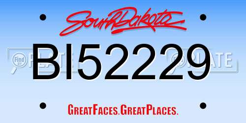 BI52229 South Dakota License Plate