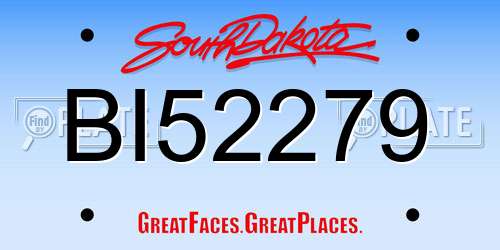 BI52279 South Dakota License Plate