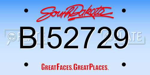 BI52729 South Dakota License Plate