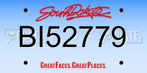 BI52779 South Dakota License Plate