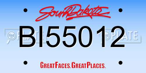 BI55012 South Dakota License Plate