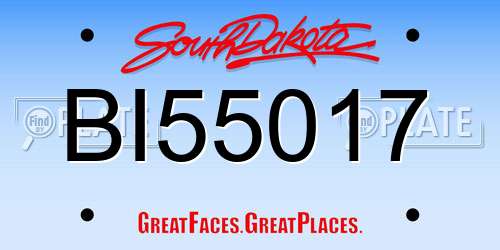 BI55017 South Dakota License Plate